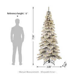 Pre-Lit Christmas Trees*The Holiday Aisle 7.5Ft Slender Flocked/Frosted Spruce Christmas Tree With 350 Led Lights