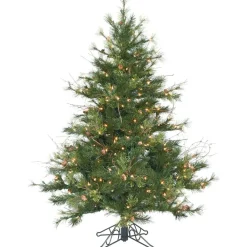 Pre-Lit Christmas Trees*Andover Mills Galarza 4.5' Green Pine Artificial Christmas Tree With 250 Dura-Lit Clear Lights With Stand