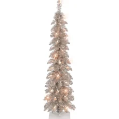 Pre-Lit Christmas Trees*The Holiday Aisle Giany 4' H Slender Gold Pine Christmas Tree With 50 Lights
