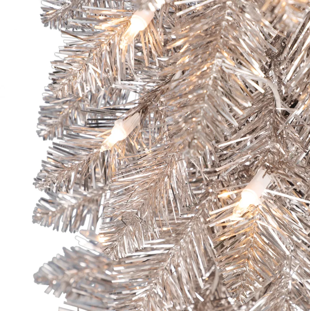 Pre-Lit Christmas Trees*The Holiday Aisle Giany 4' H Slender Gold Pine Christmas Tree With 50 Lights