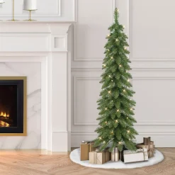 Pre-Lit Christmas Trees*The Holiday Aisle Glendower Slender Green Pine Christmas Tree With 50 Lights