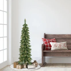 Pre-Lit Christmas Trees*The Holiday Aisle Glendower Slender Green Pine Christmas Tree With 50 Lights