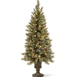 Pre-Lit Christmas Trees*Three Posts Glittery Bristle Realistic Artificial Pine Christmas Tree With 150 Led Lights