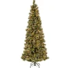 Pre-Lit Christmas Trees*The Holiday Aisle Glittery Bristle Slim 7.5' Green Pine Artificial Christmas Tree With 500 Multi-Color Lights