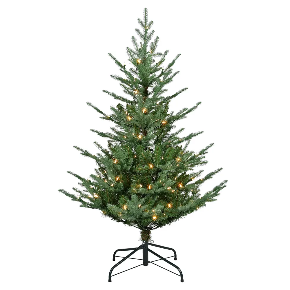 Pre-Lit Christmas Trees*The Holiday Aisle Gosselke 4' 6" H Green Realistic Artificial Spruce Christmas Tree With 150 Lights
