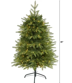 Pre-Lit Christmas Trees*The Holiday Aisle Green Artificial Fir Feather Christmas Tree With Led Lights