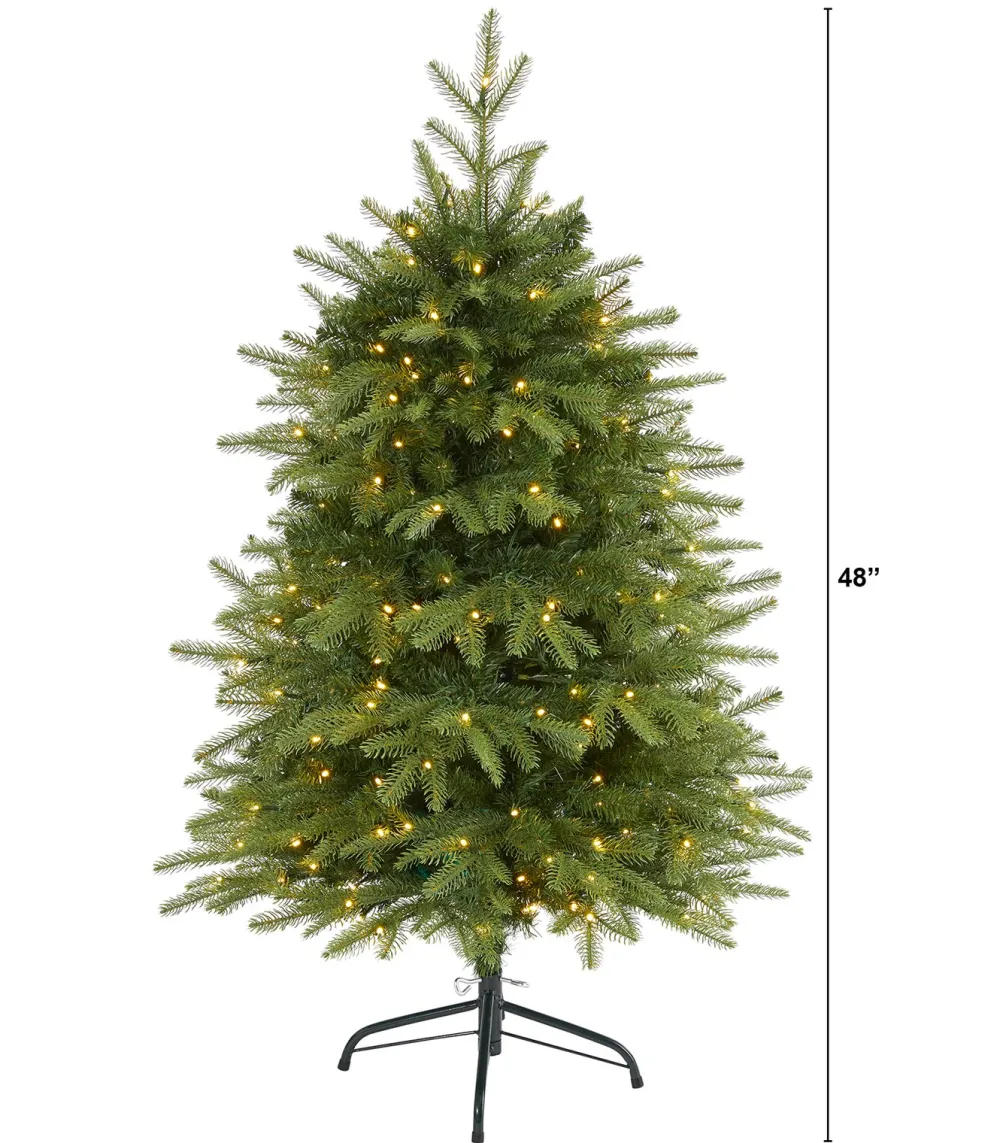 Pre-Lit Christmas Trees*The Holiday Aisle Green Artificial Fir Feather Christmas Tree With Led Lights