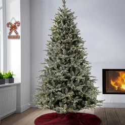 Pre-Lit Christmas Trees*The Twillery Co. Green Artificial Fir Flocked/Frosted Christmas Tree With Led Lights