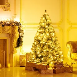 Pre-Lit Christmas Trees*The Holiday Aisle Green Artificial Flocked/Frosted Christmas Tree With Led Lights