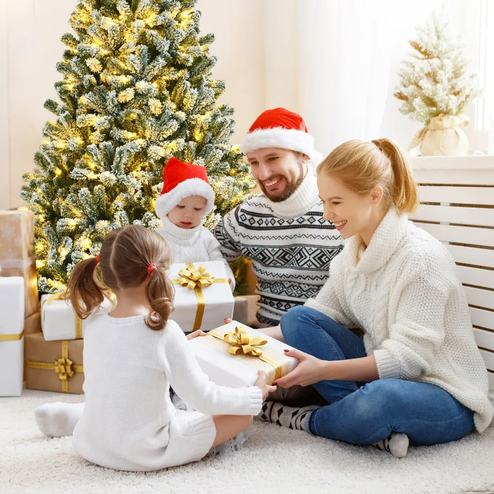 Pre-Lit Christmas Trees*The Holiday Aisle Green Artificial Flocked/Frosted Christmas Tree With Led Lights