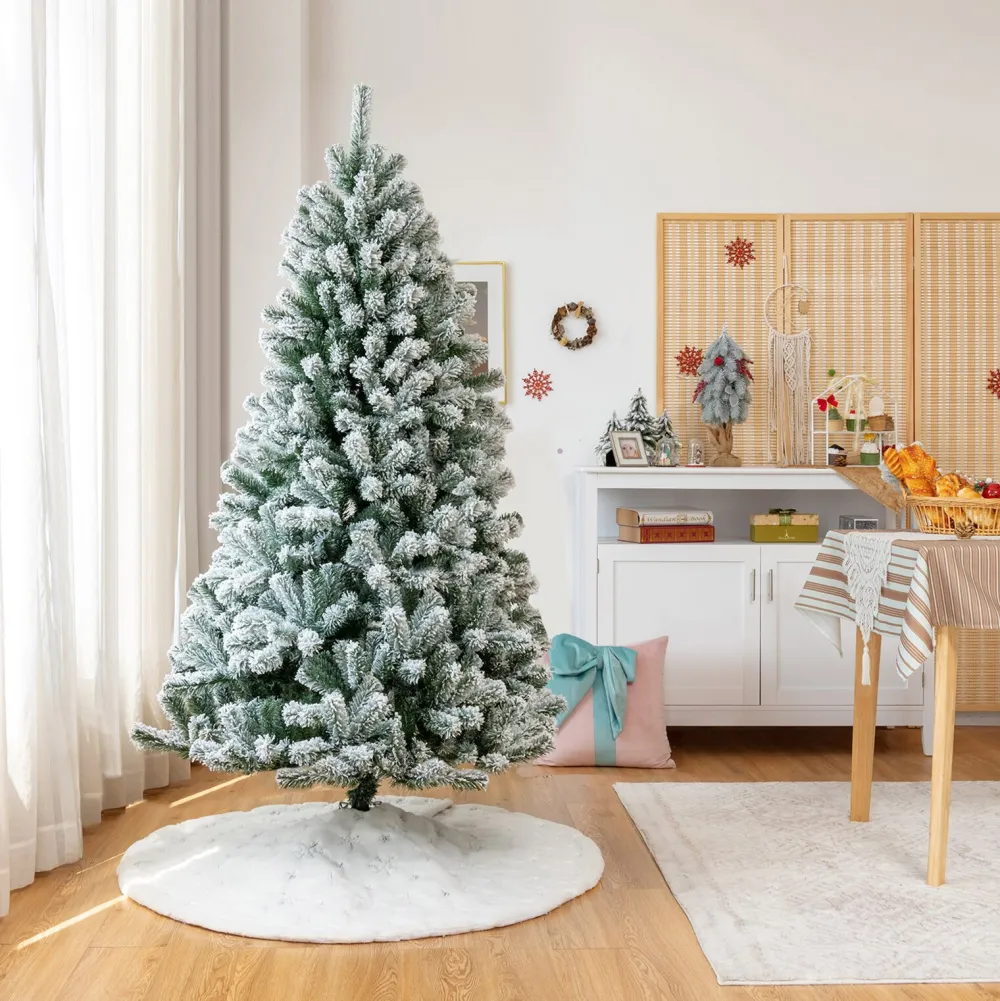 Pre-Lit Christmas Trees*The Holiday Aisle Green Artificial Flocked/Frosted Christmas Tree With Led Lights