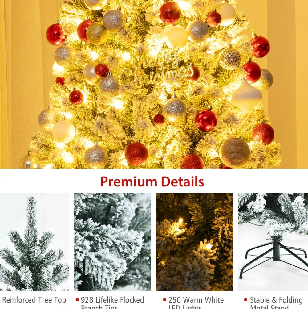 Pre-Lit Christmas Trees*The Holiday Aisle Green Artificial Flocked/Frosted Christmas Tree With Led Lights