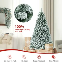 Pre-Lit Christmas Trees*The Holiday Aisle Green Artificial Flocked/Frosted Christmas Tree With Led Lights