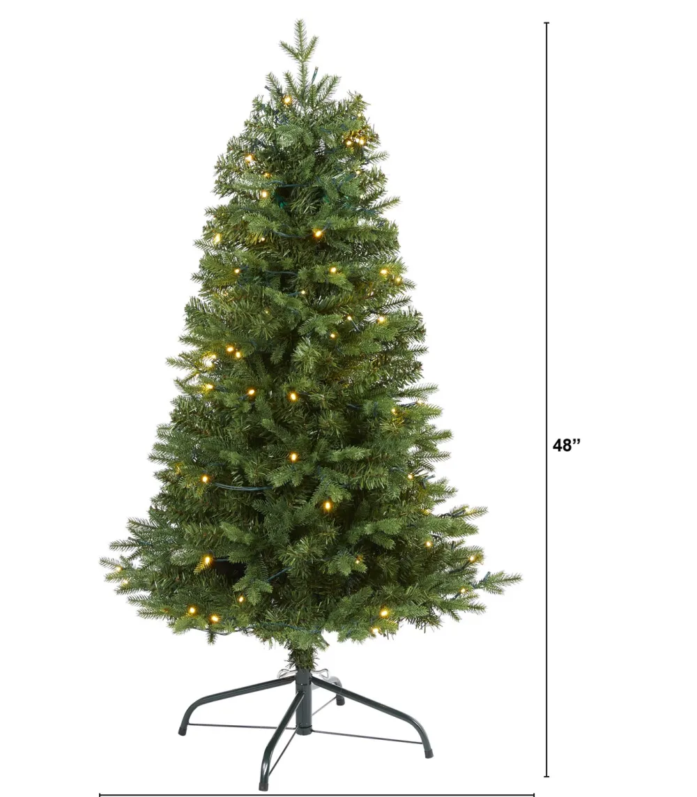 Pre-Lit Christmas Trees*The Holiday Aisle Green Artificial Realistic Fir Feather Christmas Tree With Led Steady/Constant Lights
