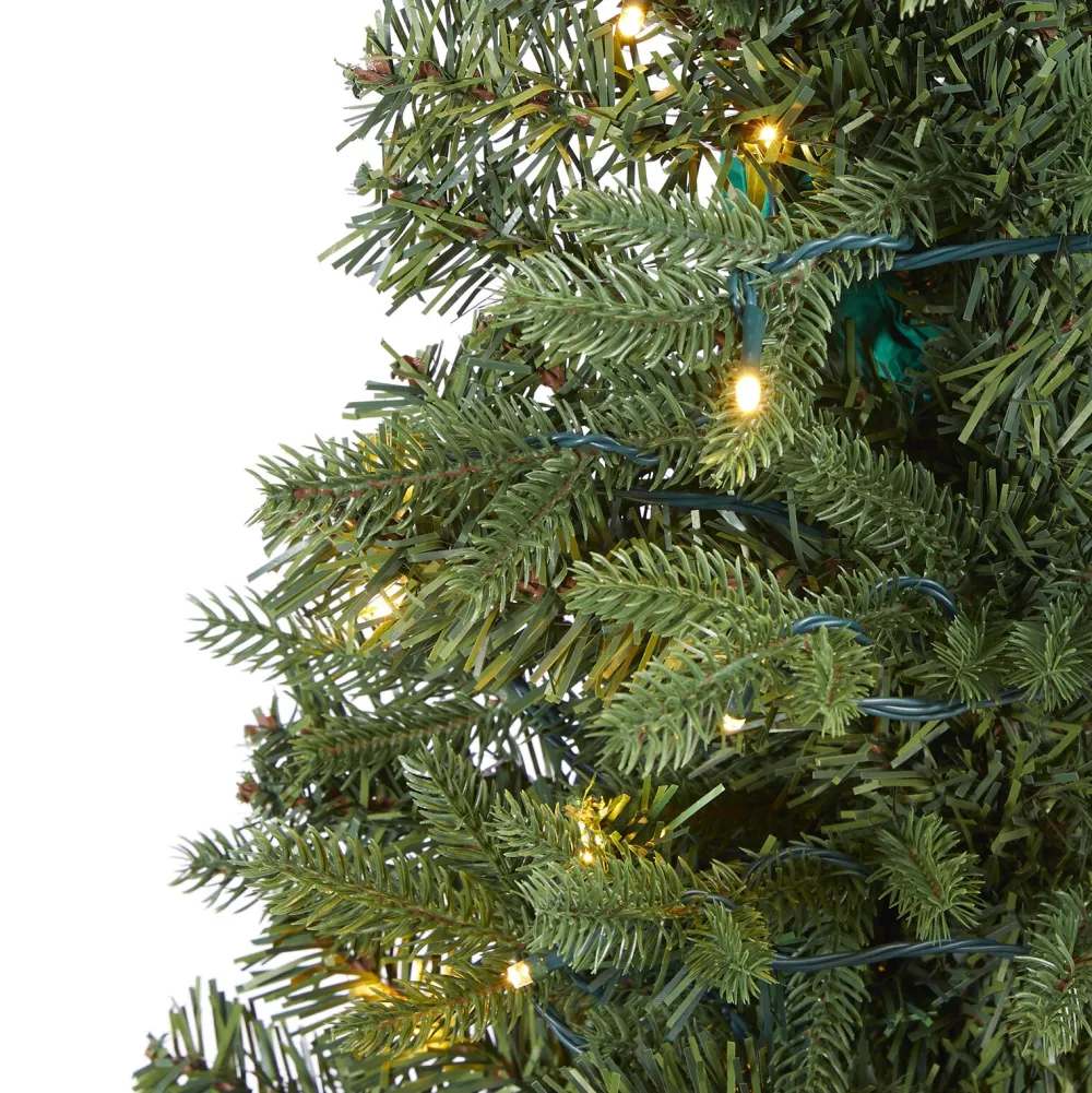 Pre-Lit Christmas Trees*The Holiday Aisle Green Artificial Realistic Fir Feather Christmas Tree With Led Steady/Constant Lights