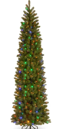 Pre-Lit Christmas Trees*Mercury Row Green Fir Artificial Christmas Tree With Color + Clear Lights