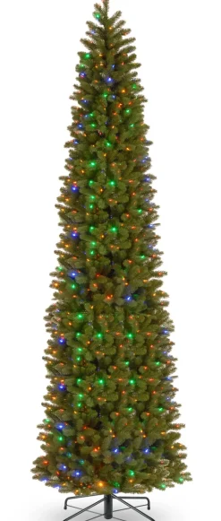 Pre-Lit Christmas Trees*Mercury Row Green Fir Artificial Christmas Tree With Color + Clear Lights