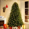 Pre-Lit Christmas Trees*The Holiday Aisle Green Hinged Pre-Lit Artificial Christmas Tree Warm Lighted Christmas Tree With Stand & Foot Pedal