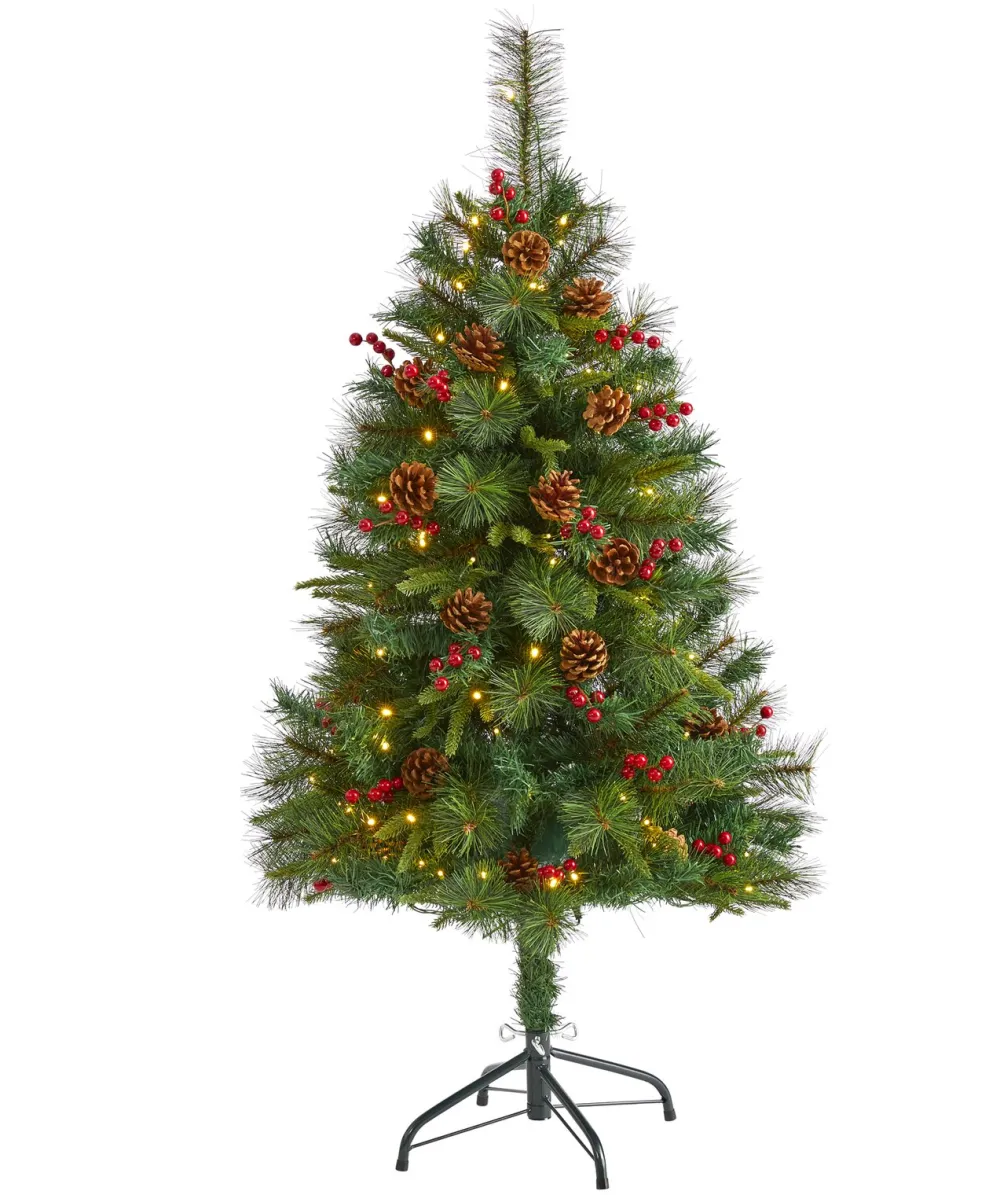 Pre-Lit Christmas Trees*The Holiday Aisle Green Pine Artificial Christmas Tree With Clear/White Lights