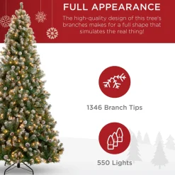 Pre-Lit Christmas Trees*The Holiday Aisle Green Pine Artificial Christmas Tree With 250 Clear/White Lights