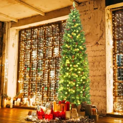 Pre-Lit Christmas Trees*The Holiday Aisle Green Pine Cashmere Christmas Tree With 150 Led Lights And Pinecones