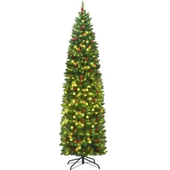 Pre-Lit Christmas Trees*The Holiday Aisle Green Pine Cashmere Christmas Tree With 150 Led Lights And Pinecones