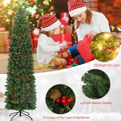Pre-Lit Christmas Trees*The Holiday Aisle Green Pine Cashmere Christmas Tree With 150 Led Lights And Pinecones