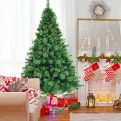 Pre-Lit Christmas Trees*The Holiday Aisle Green Pine Christmas Tree With Led Lights And Pinecones