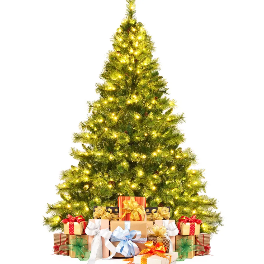 Pre-Lit Christmas Trees*The Holiday Aisle Green Pine Christmas Tree With Led Lights And Pinecones