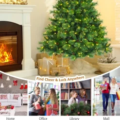 Pre-Lit Christmas Trees*The Holiday Aisle Green Pine Christmas Tree With Led Lights And Pinecones