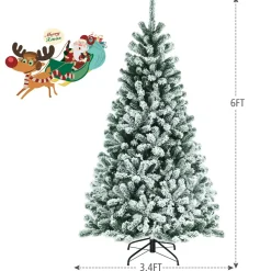 Pre-Lit Christmas Trees*The Holiday Aisle Green Pine Flocked/Frosted Christmas Tree With Led Lights
