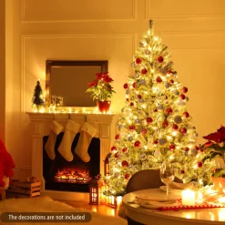 Pre-Lit Christmas Trees*The Holiday Aisle Green Pine Flocked/Frosted Christmas Tree With Led Lights