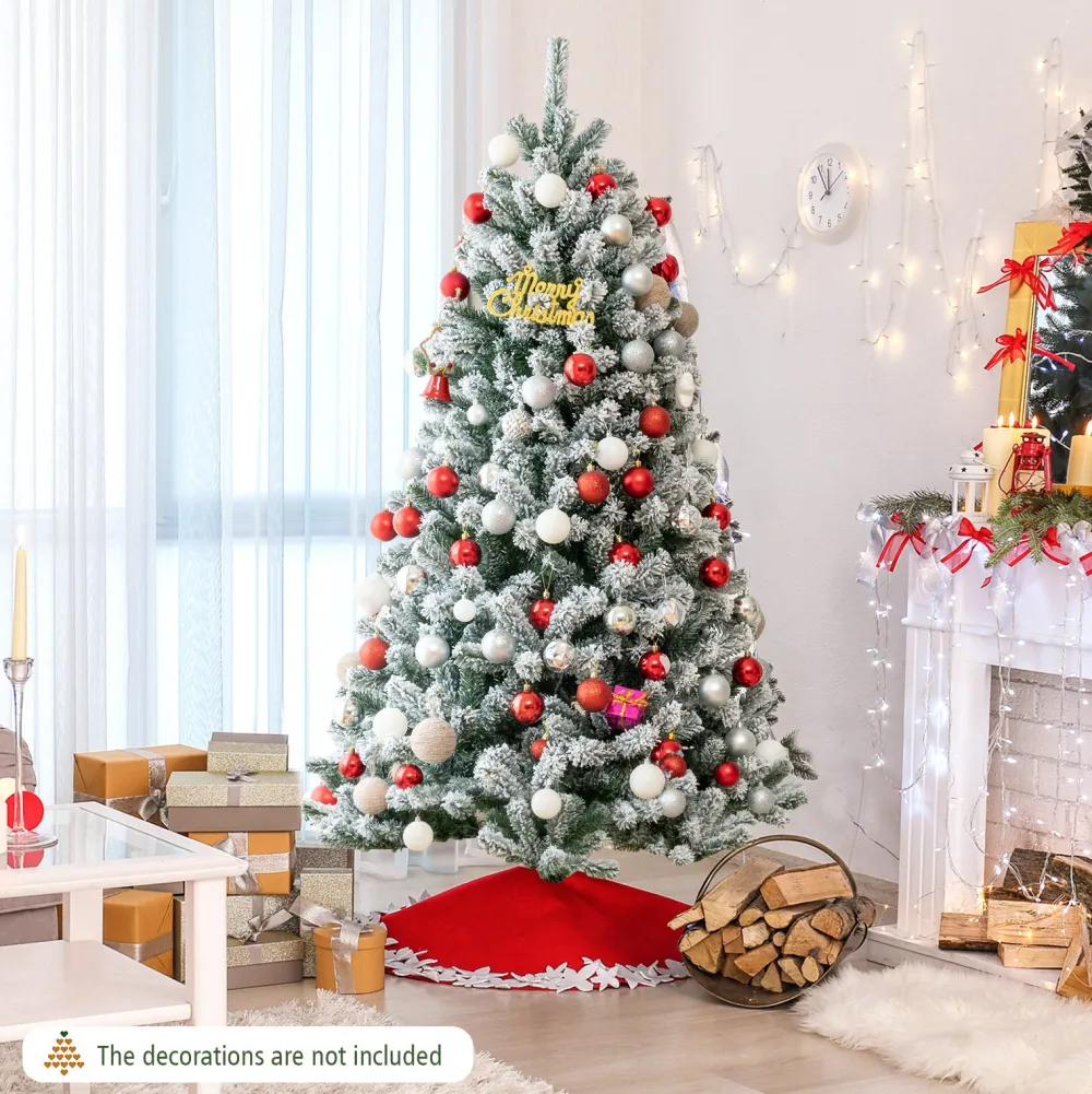 Pre-Lit Christmas Trees*The Holiday Aisle Green Pine Flocked/Frosted Christmas Tree With Led Lights