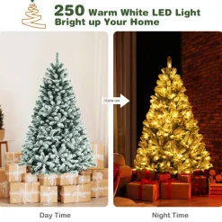 Pre-Lit Christmas Trees*The Holiday Aisle Green Pine Flocked/Frosted Christmas Tree With Led Lights