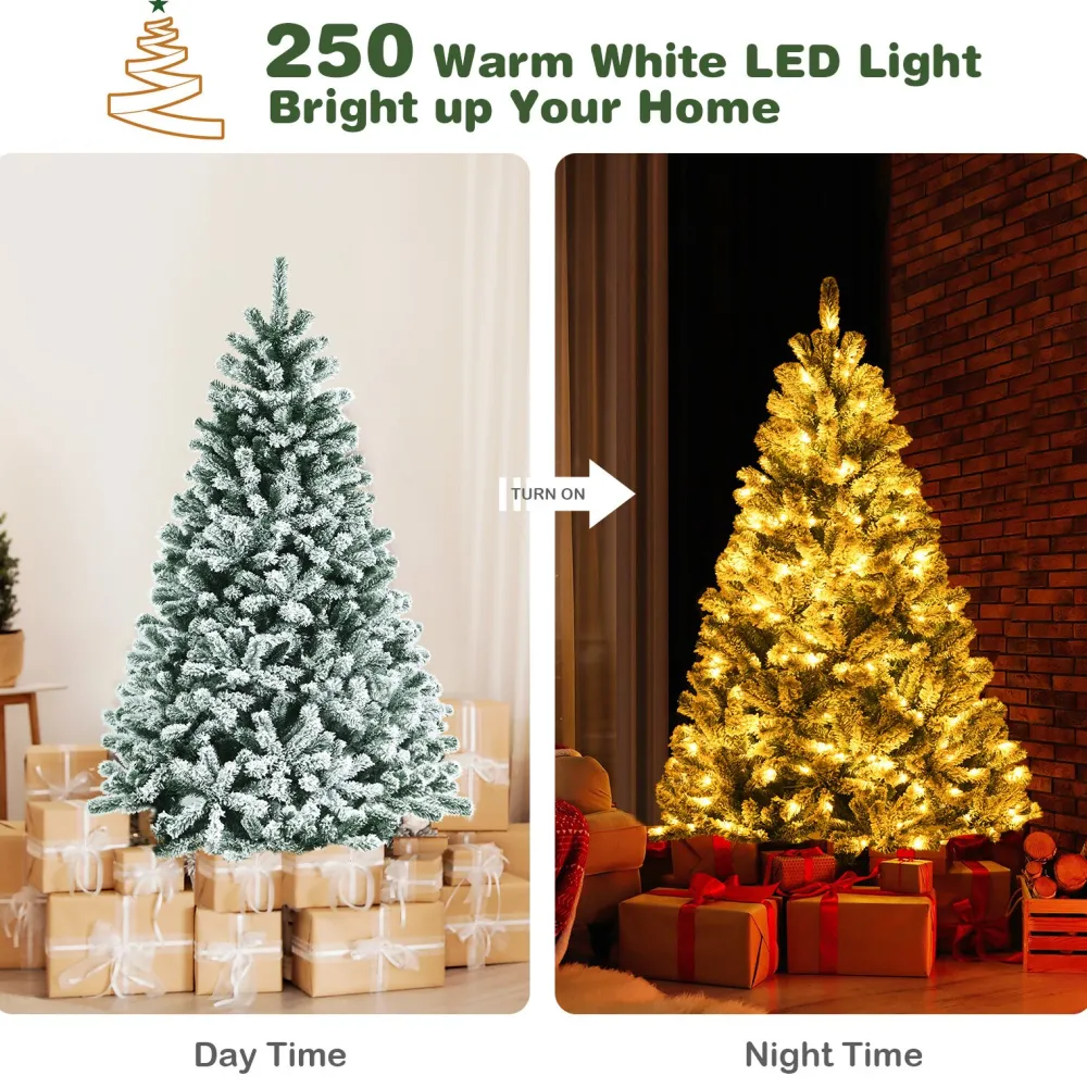 Pre-Lit Christmas Trees*The Holiday Aisle Green Pine Flocked/Frosted Christmas Tree With Led Lights