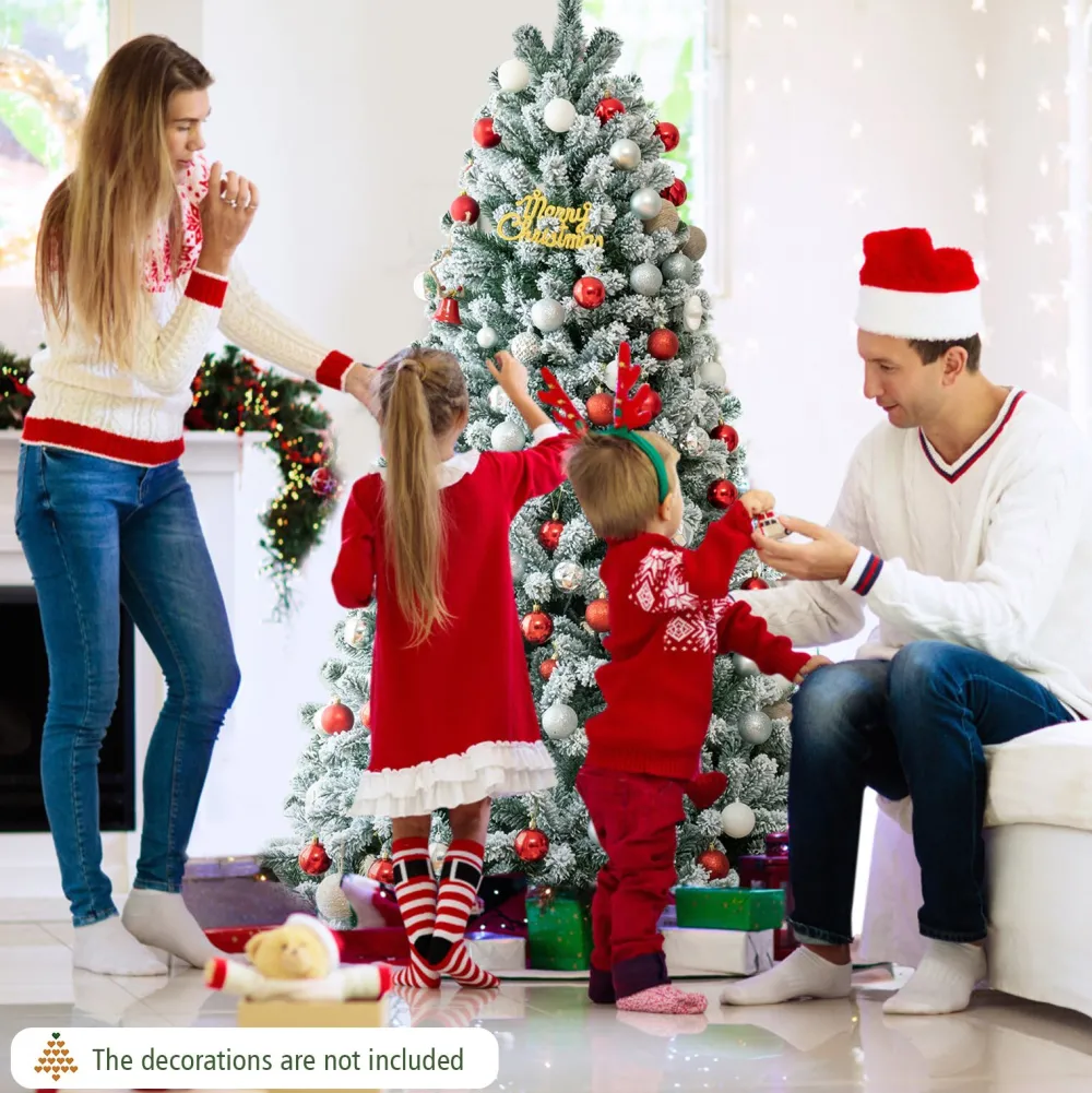 Pre-Lit Christmas Trees*The Holiday Aisle Green Pine Flocked/Frosted Christmas Tree With Led Lights