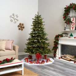 Pre-Lit Christmas Trees*The Holiday Aisle Green Realistic Artificial Spruce Cashmere Christmas Tree With 650 Led Lights