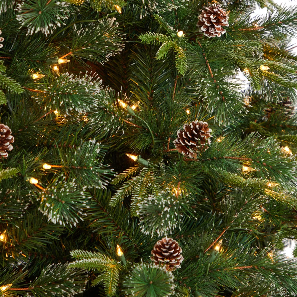 Pre-Lit Christmas Trees*The Holiday Aisle Green Realistic Artificial Pine Cashmere Christmas Tree With 900 Led Lights And Pinecones