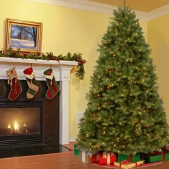 Pre-Lit Christmas Trees*Red Barrel Studio Green Realistic Artificial Spruce Christmas Tree With Led Lights