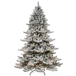 Pre-Lit Christmas Trees*The Holiday Aisle Green Realistic Artificial Spruce Flocked/Frosted Christmas Tree With Lights