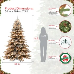 Pre-Lit Christmas Trees*The Holiday Aisle Green Realistic Artificial Spruce Flocked/Frosted Christmas Tree With Lights