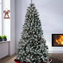 Pre-Lit Christmas Trees*The Holiday Aisle Green Spruce Flocked/Frosted Christmas Tree With 450 Lights