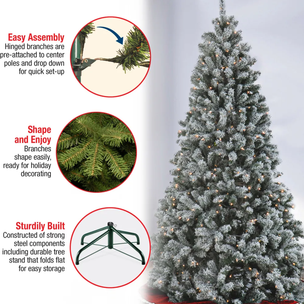 Pre-Lit Christmas Trees*The Holiday Aisle Green Spruce Flocked/Frosted Christmas Tree With 450 Lights