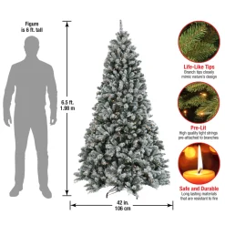 Pre-Lit Christmas Trees*The Holiday Aisle Green Spruce Flocked/Frosted Christmas Tree With 450 Lights