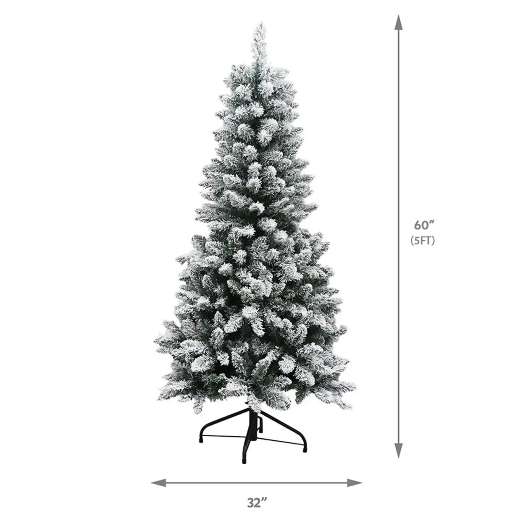 Pre-Lit Christmas Trees*The Holiday Aisle Green Spruce Flocked/Frosted Christmas Tree With Lights