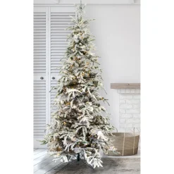 Pre-Lit Christmas Trees*Kelly Clarkson Home Green/White Realistic Artificial Pine Flocked/Frosted Christmas Tree With Lights