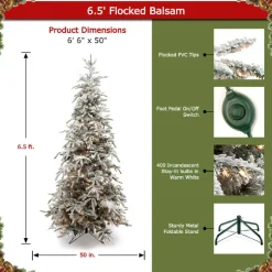 Pre-Lit Christmas Trees*Kelly Clarkson Home Green/White Realistic Artificial Pine Flocked/Frosted Christmas Tree With Lights