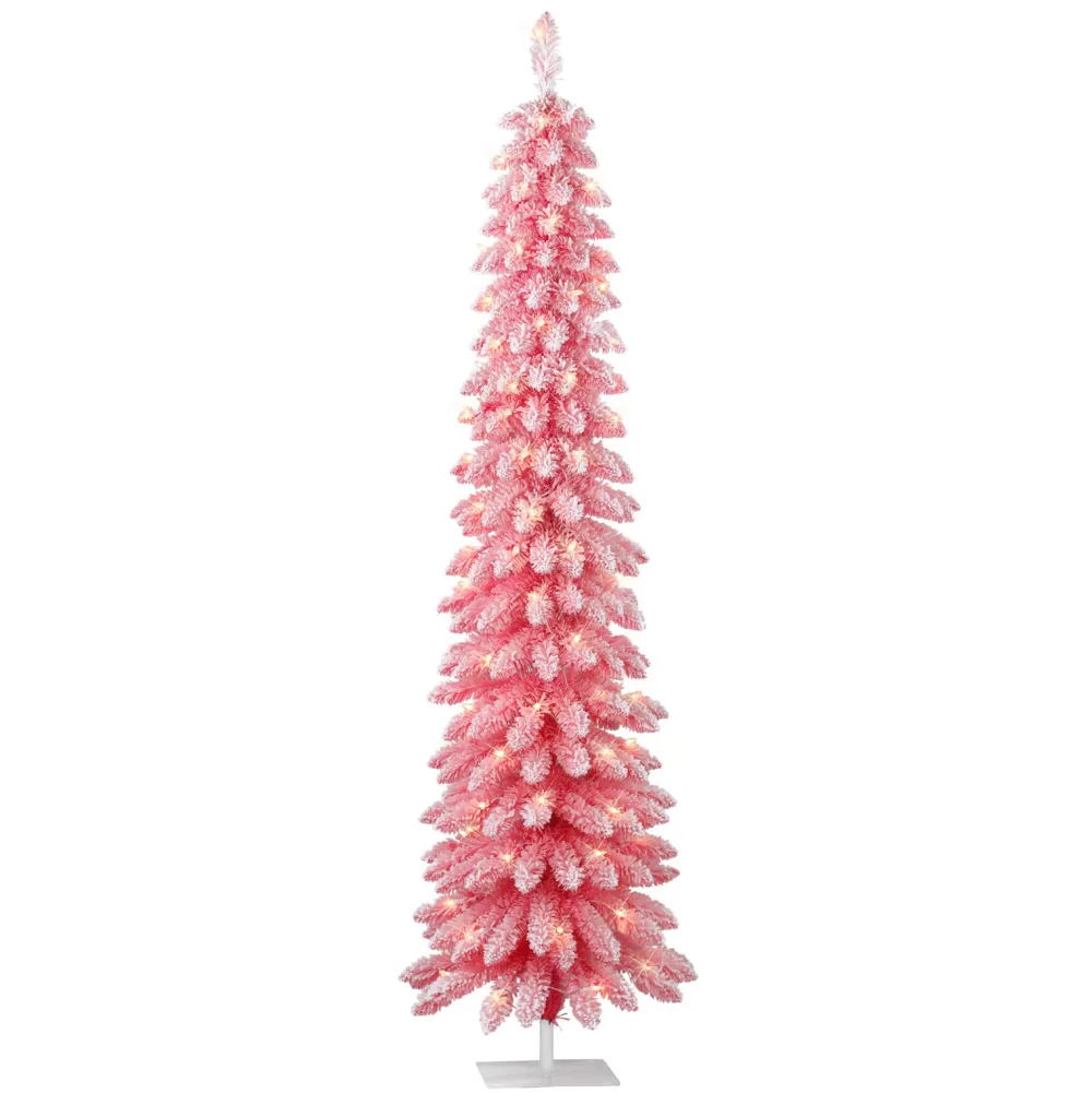 Pre-Lit Christmas Trees*The Holiday Aisle Gwendia Slender Pink Pine Christmas Tree With 100 Lights
