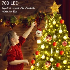 Pre-Lit Christmas Trees*The Holiday Aisle Hinged 7.5' Green Fir Artificial Christmas Tree With 700 Clear And White Lights