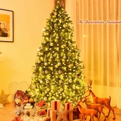 Pre-Lit Christmas Trees*The Holiday Aisle Hinged 7.5' Green Fir Artificial Christmas Tree With 700 Clear And White Lights